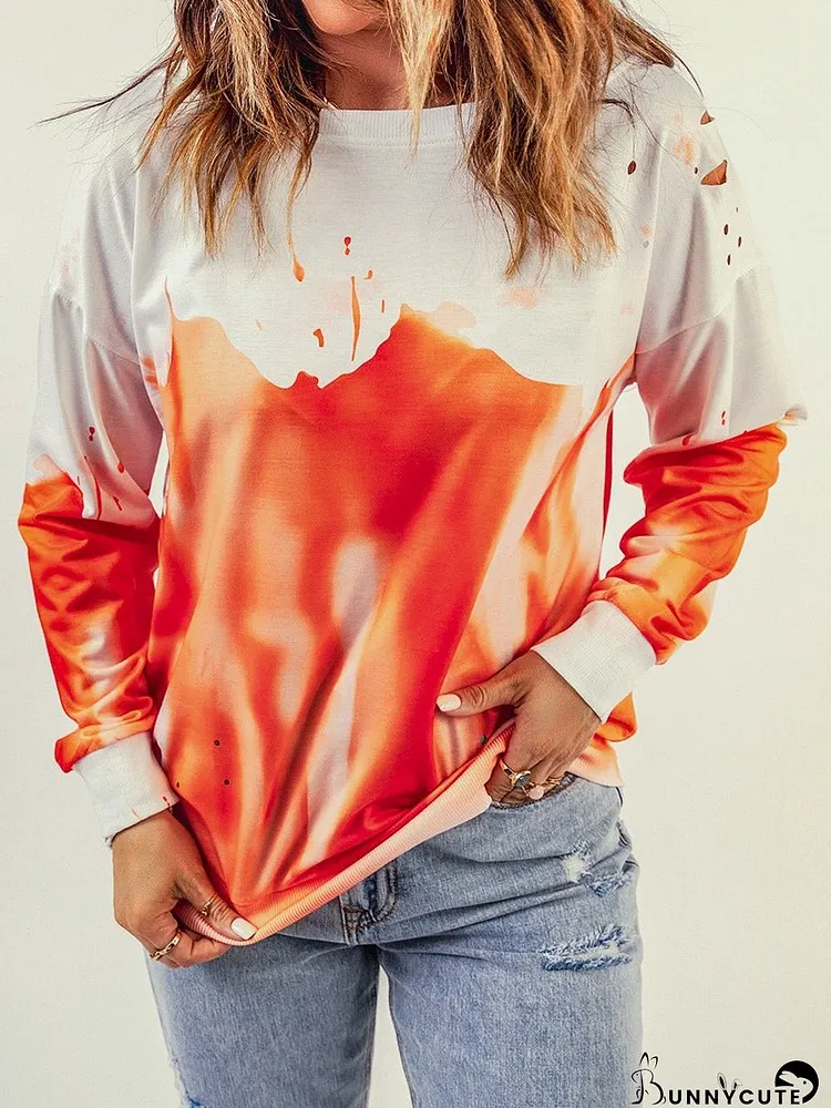 Orange Tie-Dye Long Sleeve Hoodie