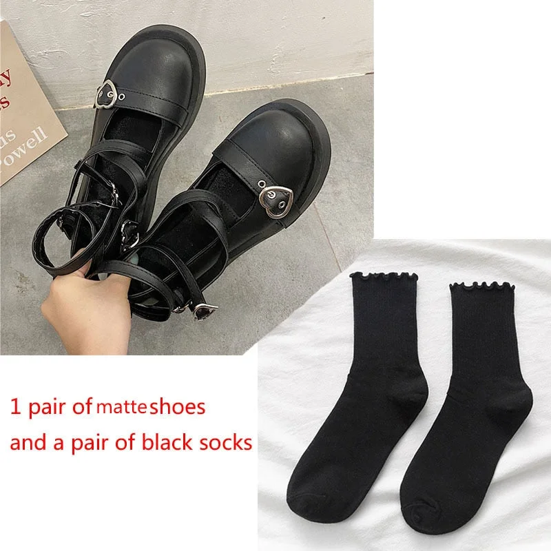 platform lolita Shoes on heels shoes for women 2022 loli thick heel cross bandage women shoes kawaii cosplay Mary Jane shoes