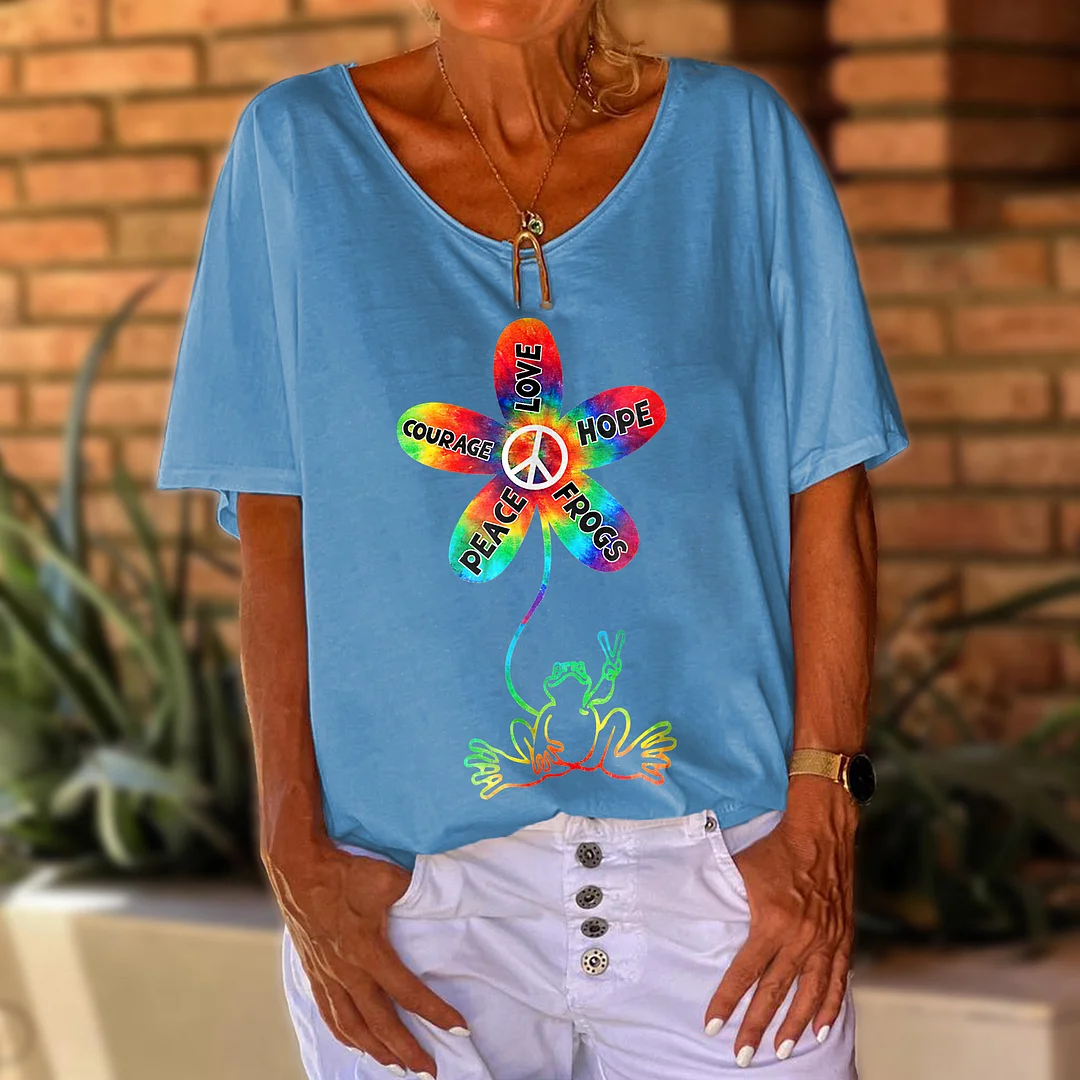 Love Hope Frogs Courage Printed T-shirt
