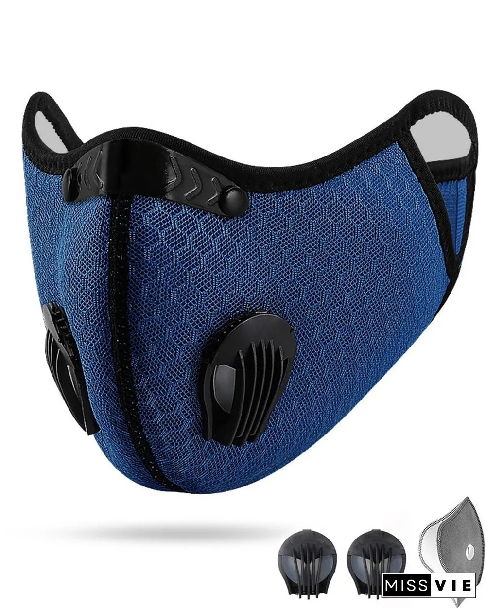 Solid Breathing Washable 2 Valves Face Mask (1 filters as gift)