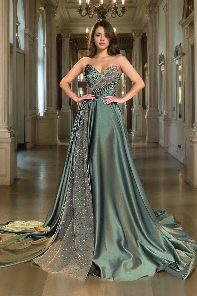 Daisda Sleeveless Strapless V-Neck Mermaid Beads Prom Dress 