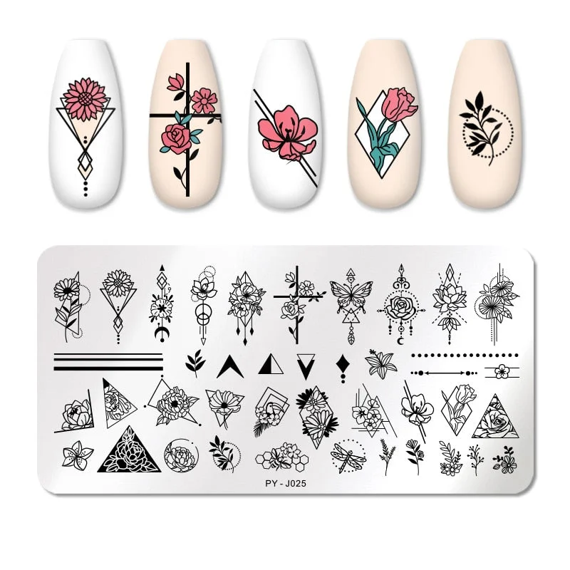 PICT YOU Square Lace Series Nail Stamping Plates Stencil Stainless Steel Tools Nail Art Stamp Design for DIY Image Plate-Nail Inspo
