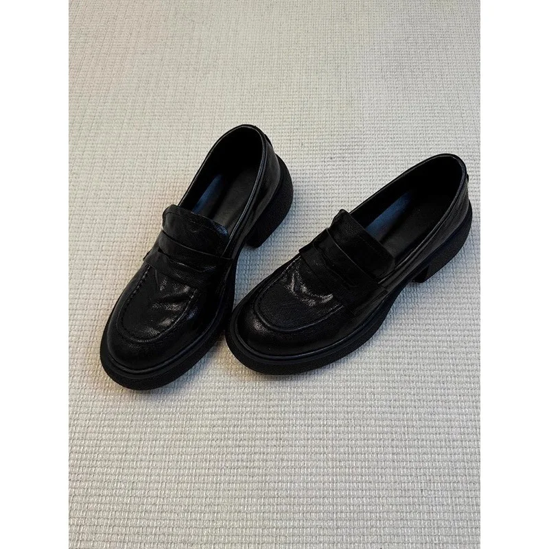 Breakj Breakj Wind Thick-Soled Lefang Shoes Women One Foot Lazy Shoes One-Legged Single Shoe College Style Jk Uniform Shoes