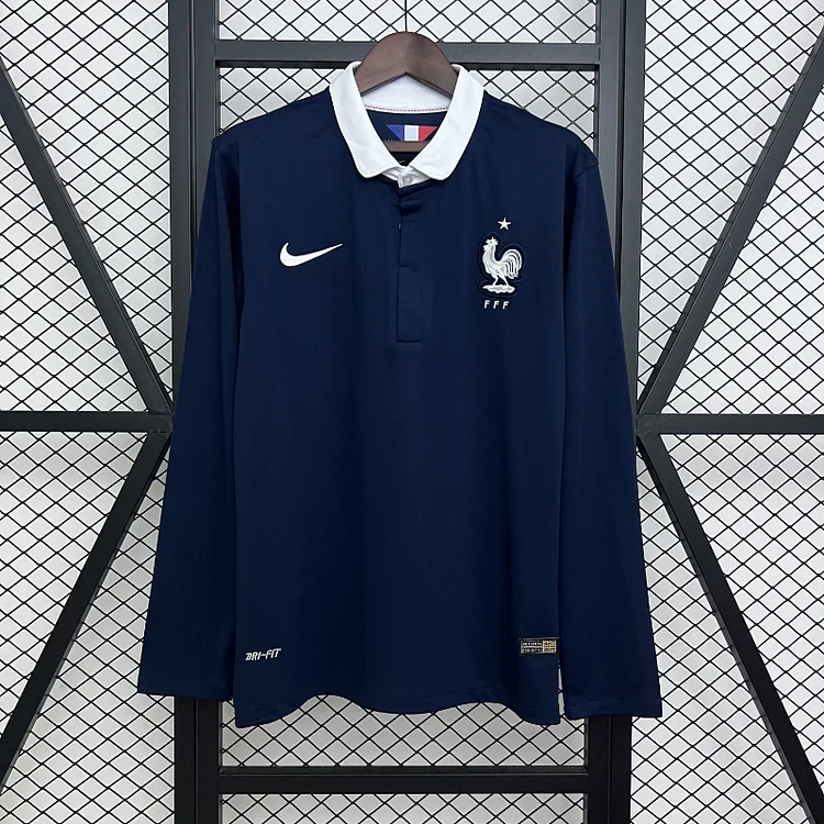 2014 France Home Long Sleeve Retro Jersey