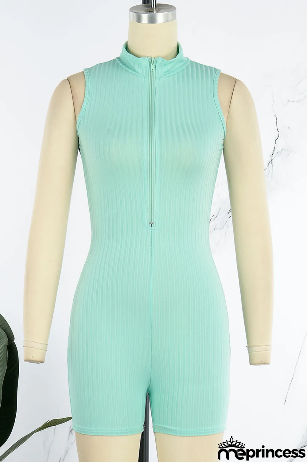 Pink Casual Solid Patchwork Zipper Collar Skinny Jumpsuits