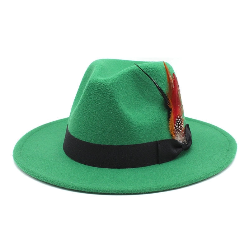 Bow Feather Top Hat Autumn And Winter Big Brim Hat Fashionable Men’s And Women’s Cashmere Felt Hat Style New Hats