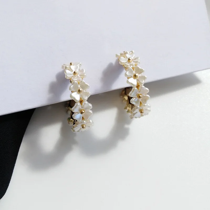 Mother Of Pearl Flower Earrings