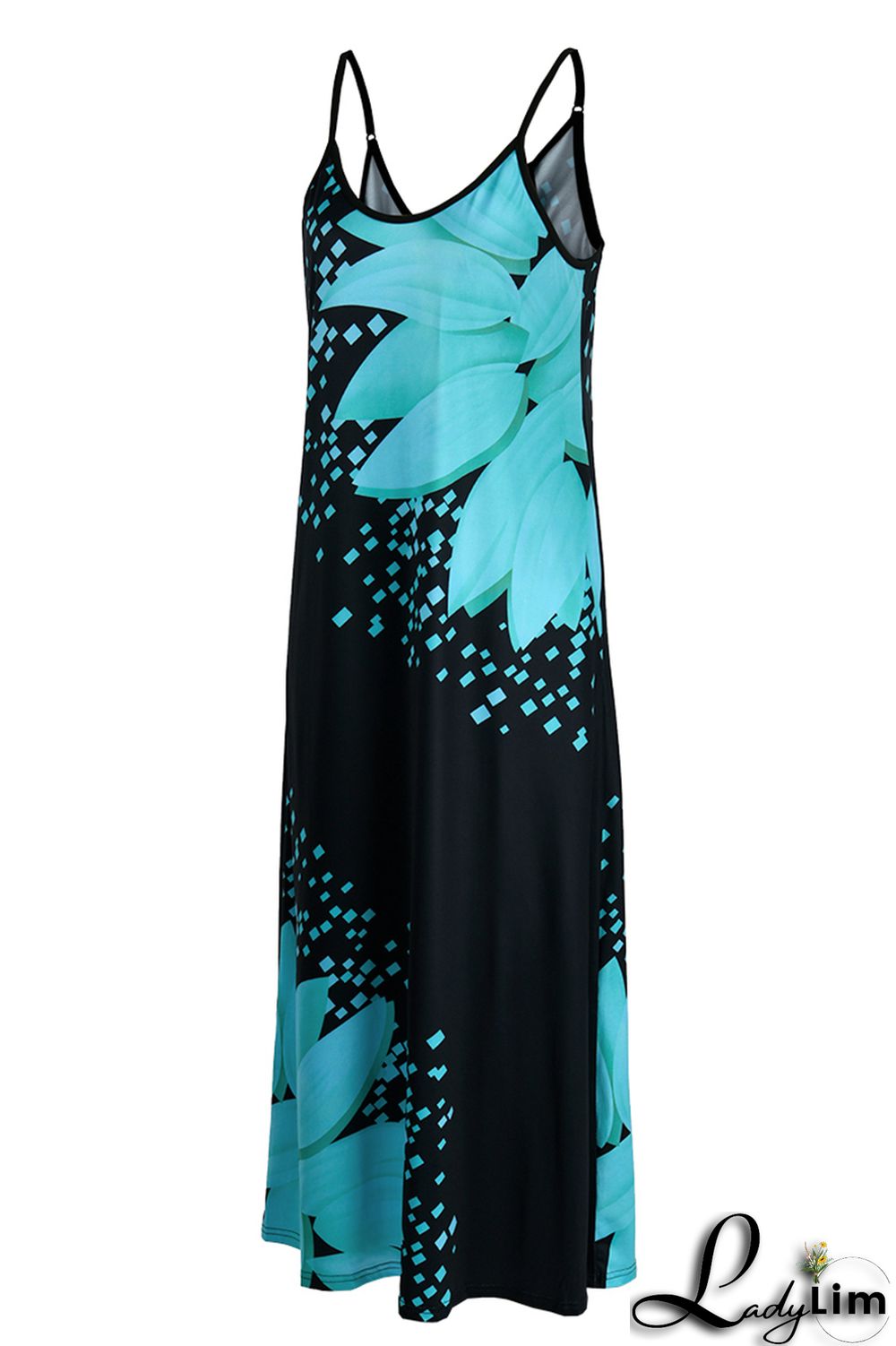 Yellow Fashion Sexy Print Backless Spaghetti Strap Long Dress