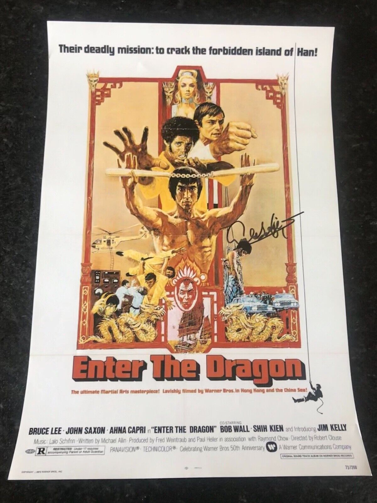 * LALO SCHIFRIN * signed 12x18 poster * ENTER THE DRAGON * COMPOSER * COA * 1