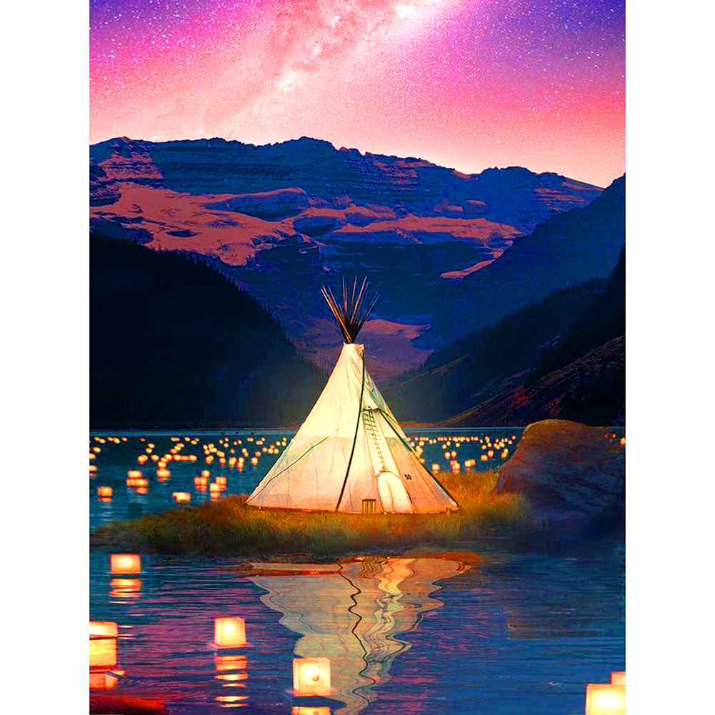 

30*40CM - Round Drill Diamond Painting - Night Lake, 501 Original