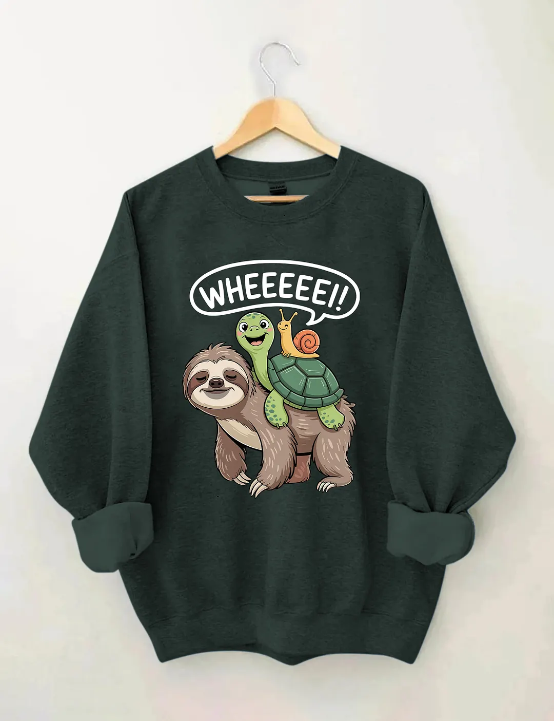 Wheeeee Sloth Turtle Snail Sweatshirt