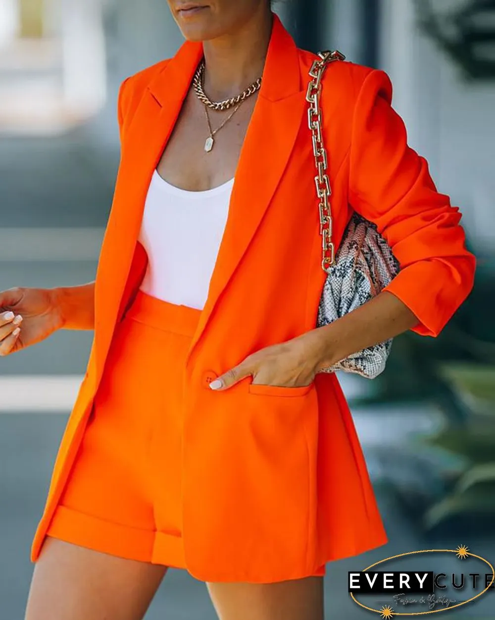 Spring Summer jacket shorts suit sexy temperament womens fashion casual lapel cardigan
