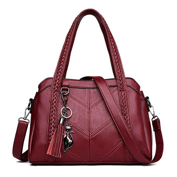Women's Simple Soft Leather Large Capacity Messenger Bag