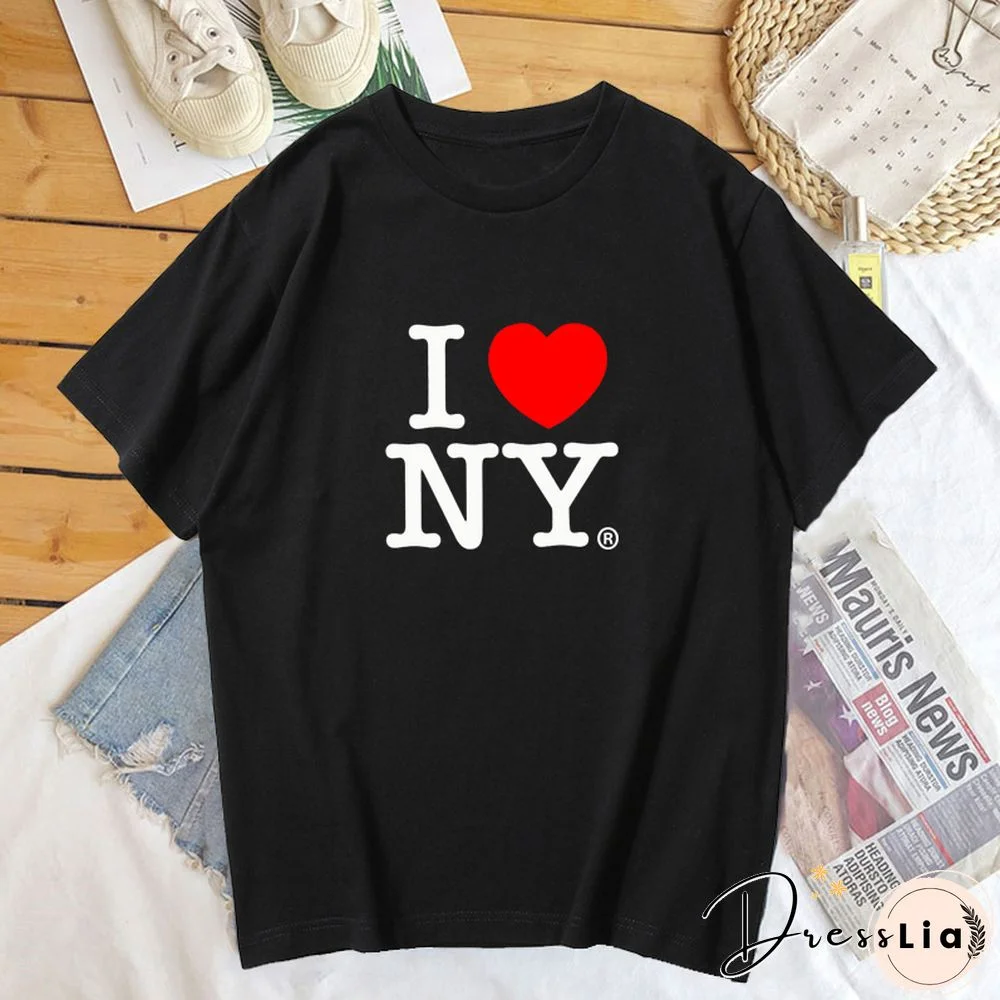 I Love New York Printed Heart T-Shirt Women Men Cotton Shrot Sleeve Woman Tee Shirt 90's Casual Unisex Summer Clothes Tops