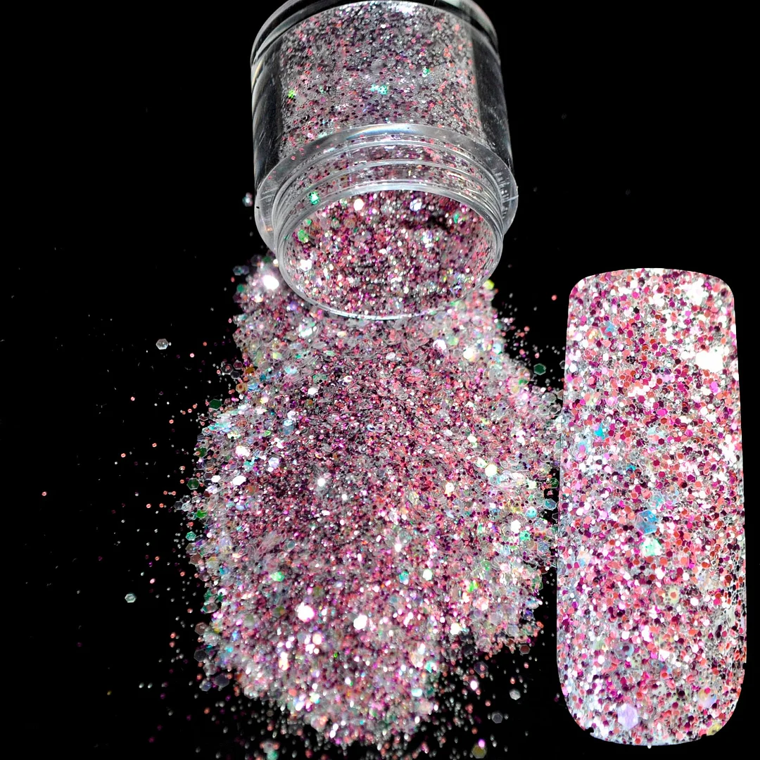 Snow White Glitter Nail Art Tool DIY Glitter Mix Manicure 3D Powder Small Pentagon Sequins Nail Supplies Decoration 270-Nail Inspo