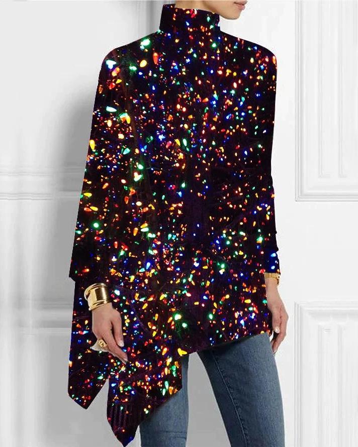 Colorful Flash Dots Half Turtleneck Hem Top