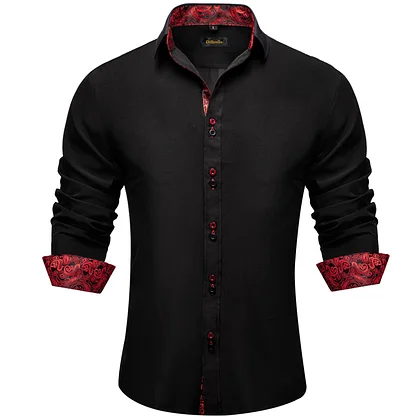 Black and red mens dress shirt hotsell