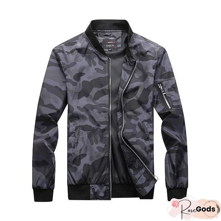 Men Camouflage Coats Camo Outwear Plus Size Bomber Jacket