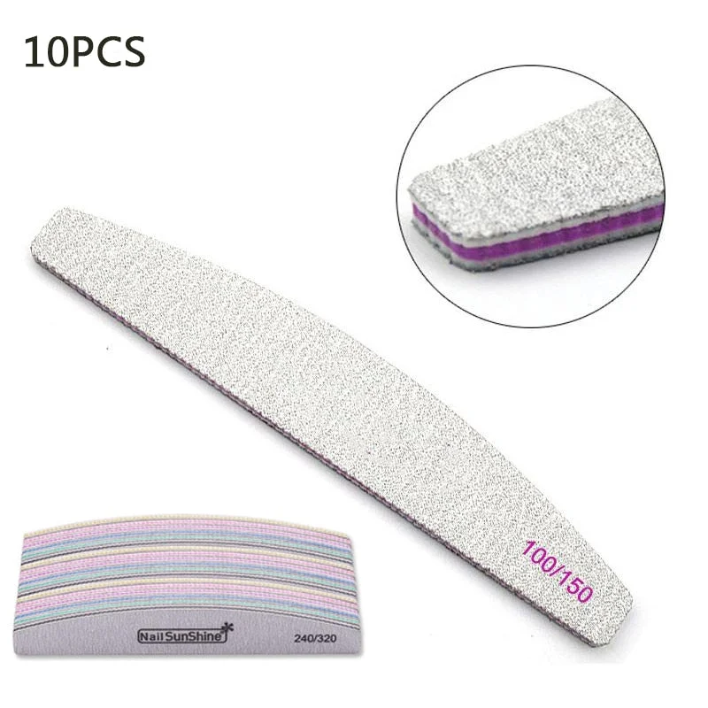 Professional Nail File 80/100 100/150 100/180 Half Moon Sandpaper Nails Sanding Nail Buffer Grinding Polishing Nail Art Tools-Nail Inspo