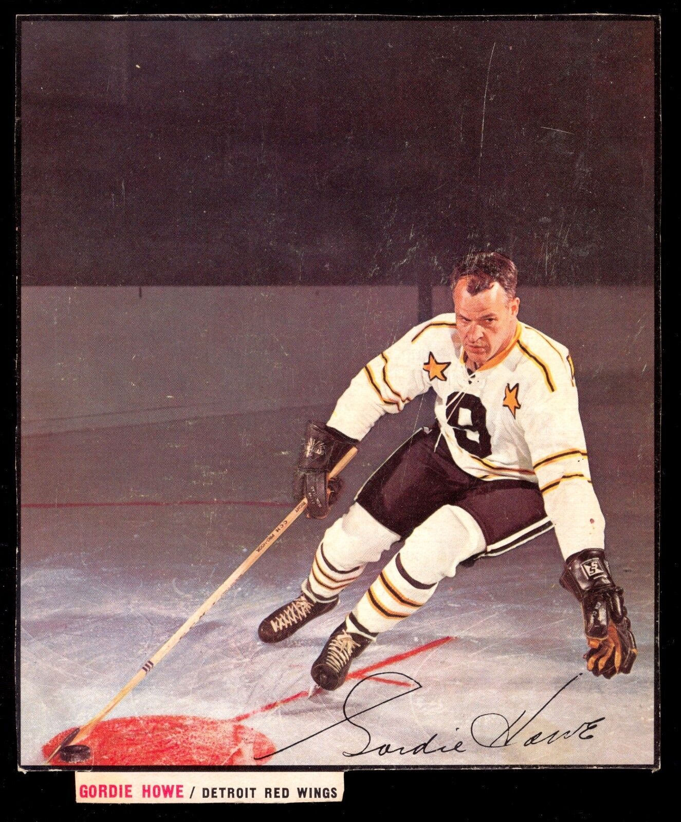 1966-67 Gordie Howe General Mills Action Photo Poster painting All Star Cereal back box redwings