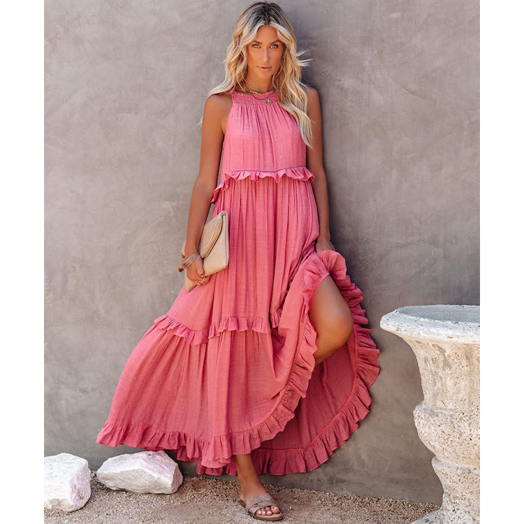 Ruffle Halter Maxi Dress