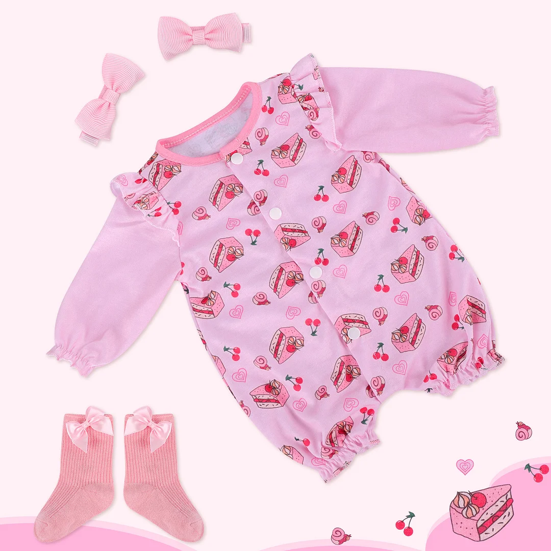 17''-20'' Inches Girl Pink Cake Pattern Suit for Handmade Newborn Baby Dolls 3pcs Set Clothes Accessories -	 Creativegiftss® - [product_tag] RSAJ-Creativegiftss®