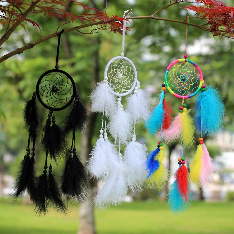 Hand Made Dream Catcher White Feathers - 110 Cm / 43.3 Inches