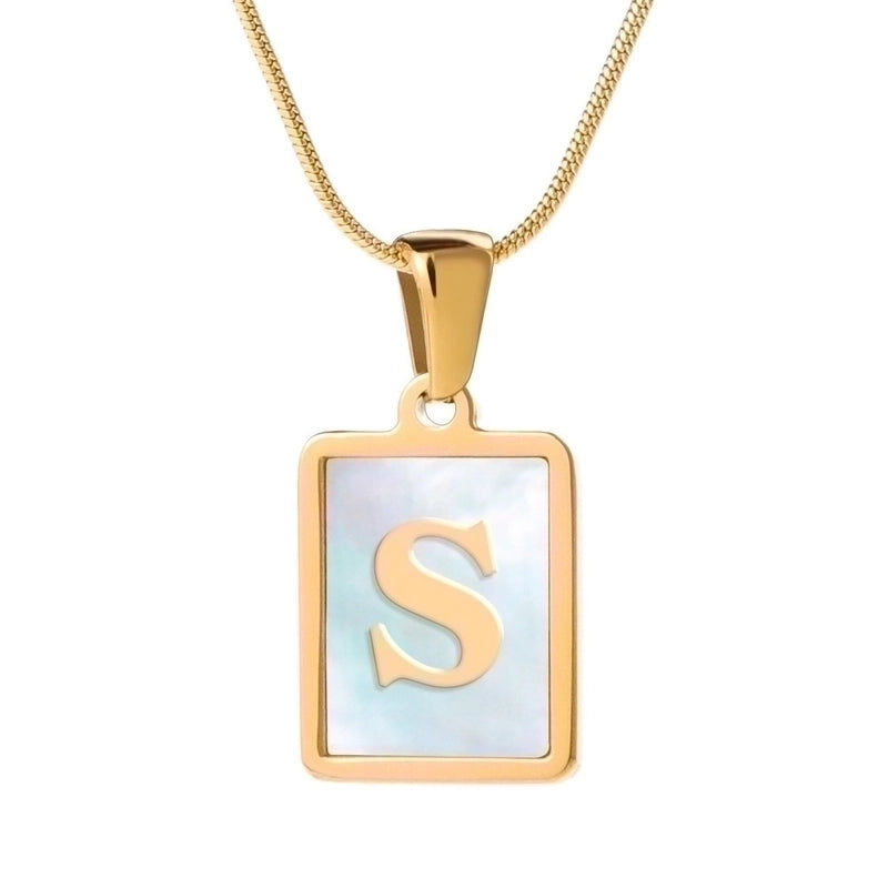 Stainless Steel 18K Gold Plated Casual Commute Plating Inlay Letter Shell Pendant Necklace