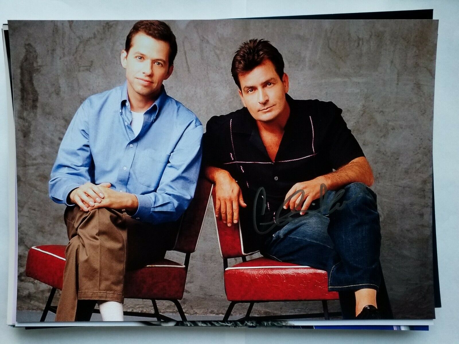 Charlie Sheen Autographed Authentic Signed 113/4 × 8 1/4 Photo Poster painting