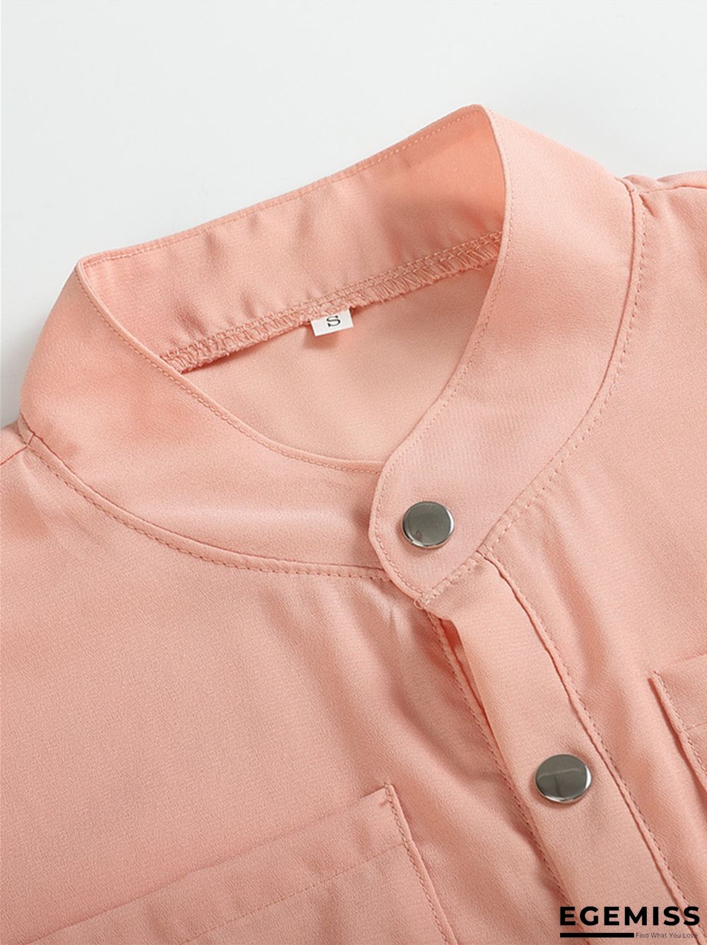 Long Sleeve Button Lace Solid Color Dress | EGEMISS