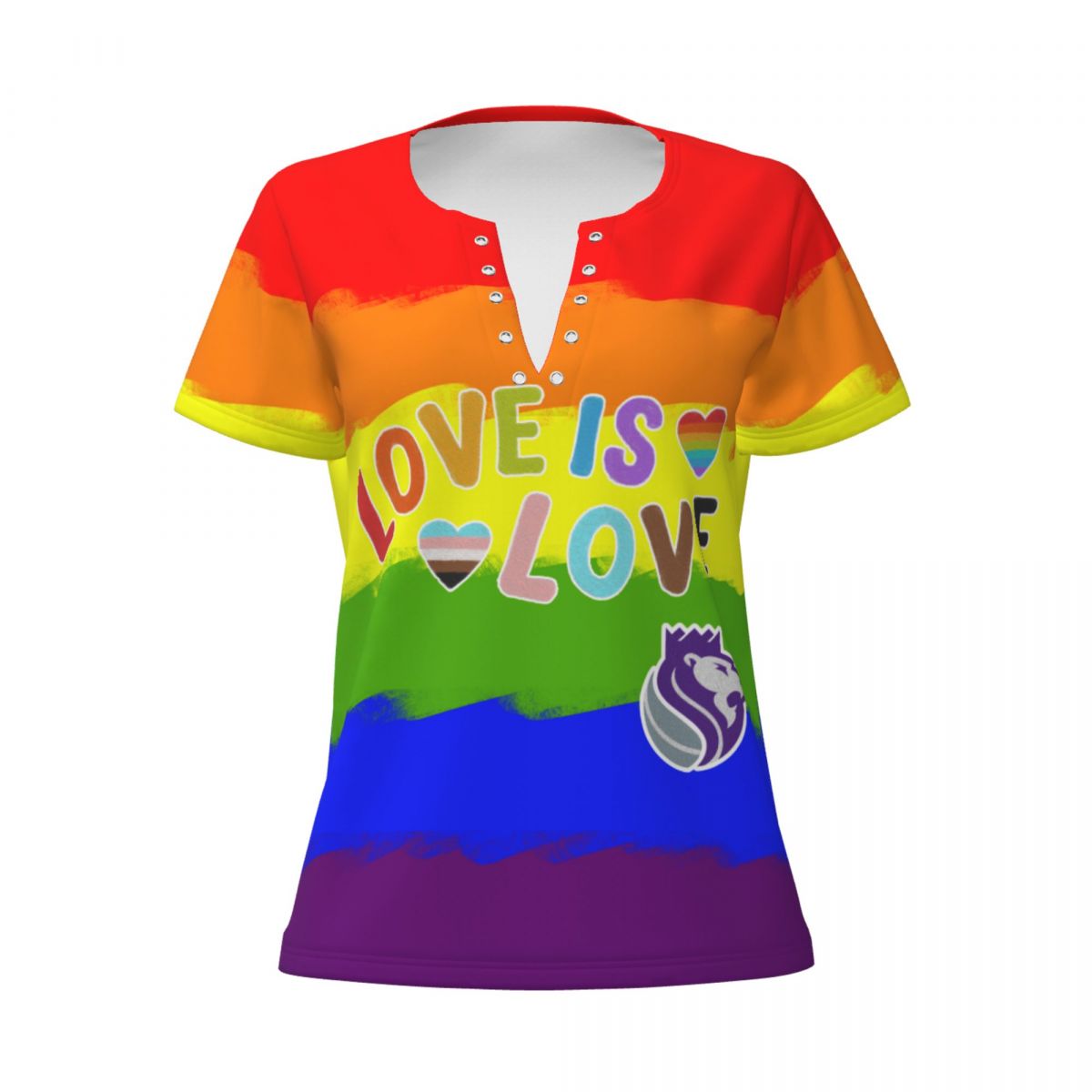Sacramento Kings Love Pride Womens Summer Sexy V Neck Tee