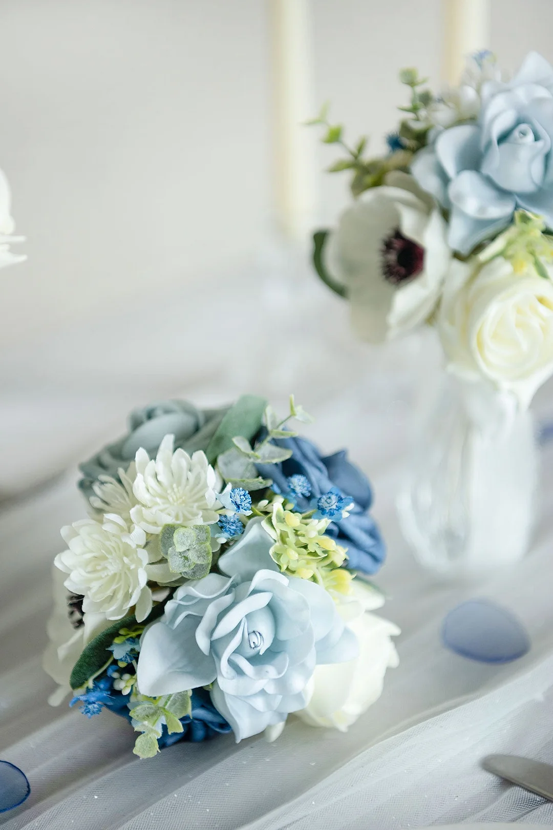Mini Bouquet Centerpiece Set in Dusty Blue & Navy