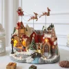 European-style Christmas Miniature Desktop Ornament with Electric Rotating Train, Music Box, and Christmas Tree