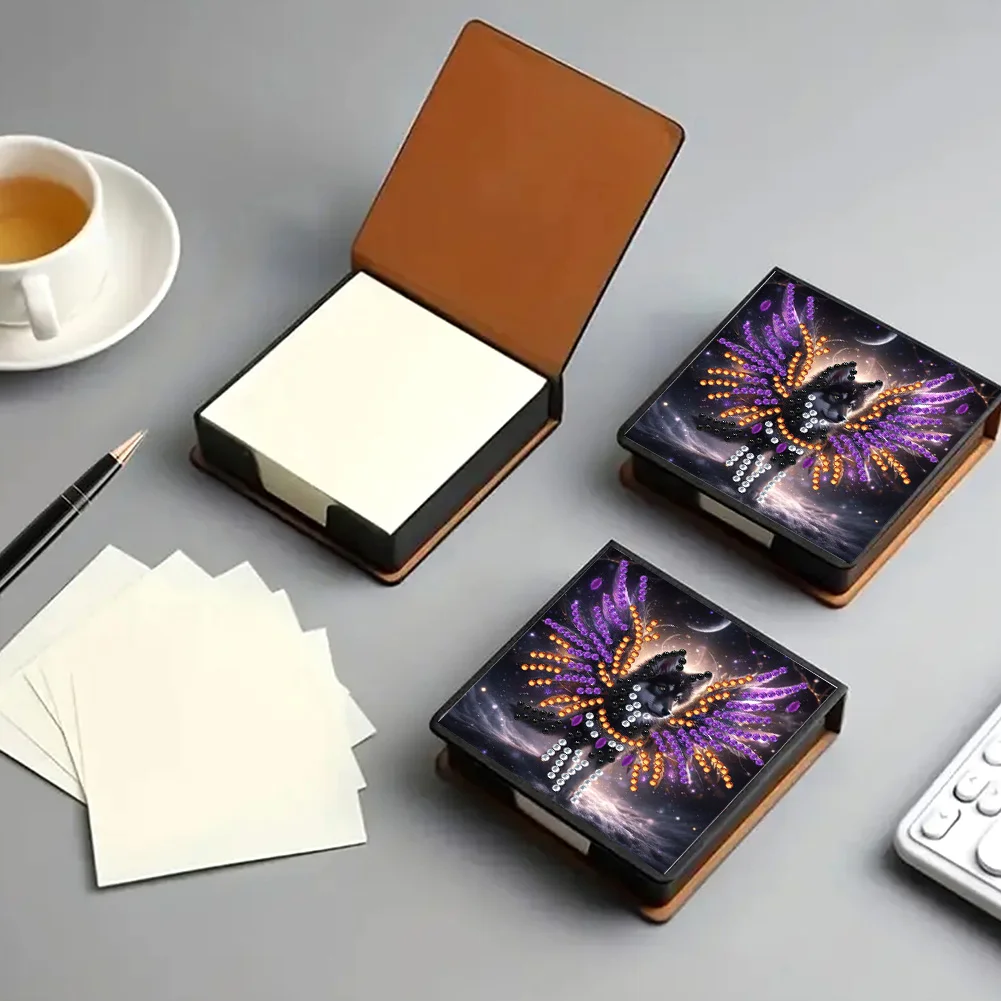PU 5D Diamond Painting Kit Note Box DIY Diamond Art Notepad Box (Wolf)