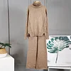 Knitted Women Casual Wide Leg Pants Two Piece Set Loose Button Design Pullover And Drawstring Trouser Ladies Suit Winter Fashion