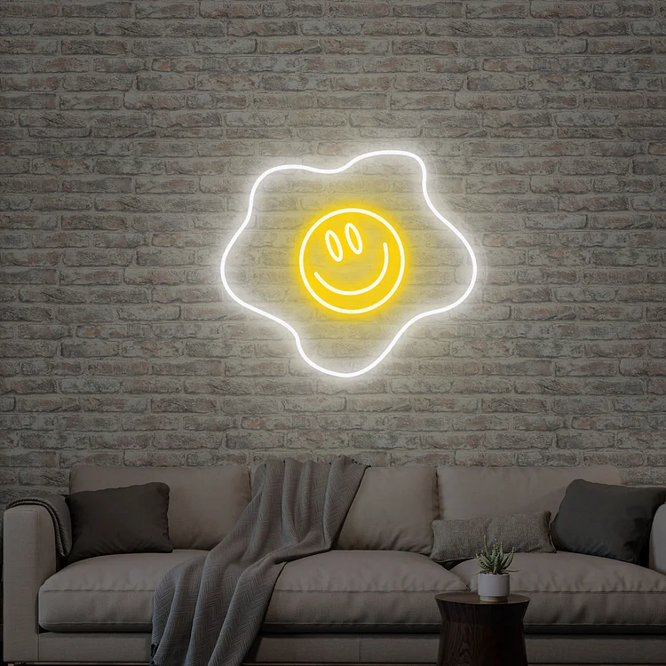 Fried Egg Neon Sign  Smile Neon Sign Kitchen Living Room Dining Cute Wall Light Decor Neon Sign