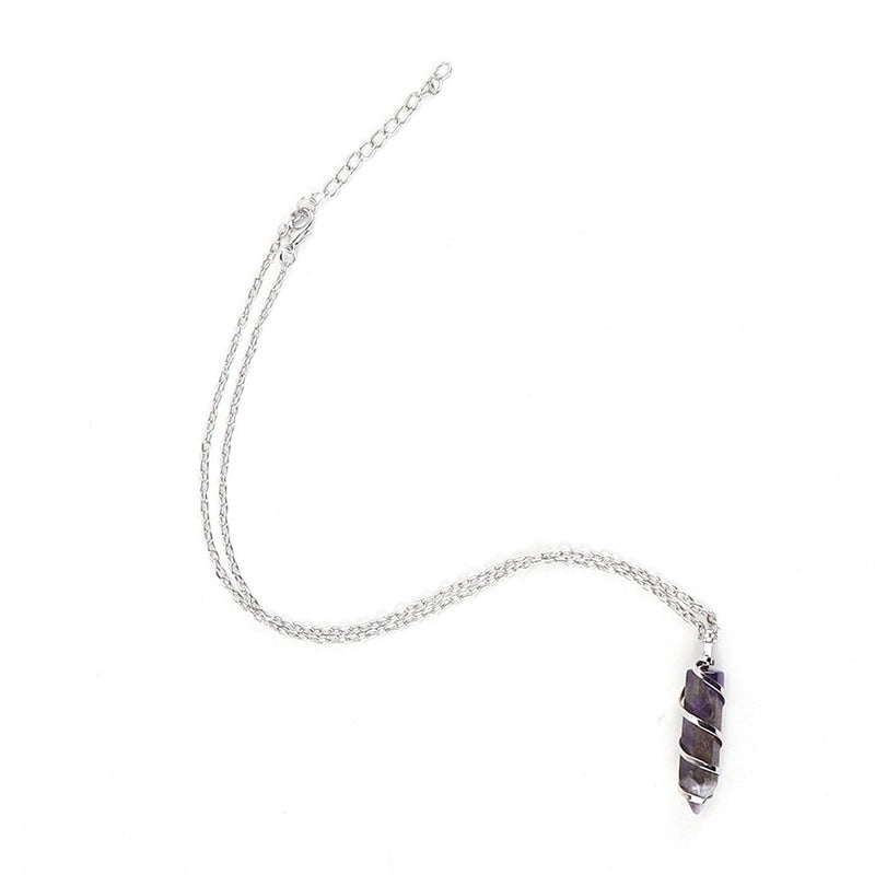 1 Piece Streetwear Spiral Stripe Natural Stone Knitting Pendant Necklace