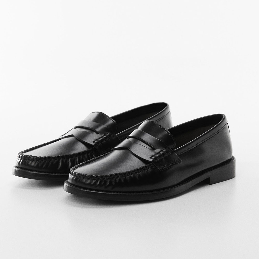 Black Vegan Leather Round Toe Flat Slip-On Formal Loafers Nicepairs