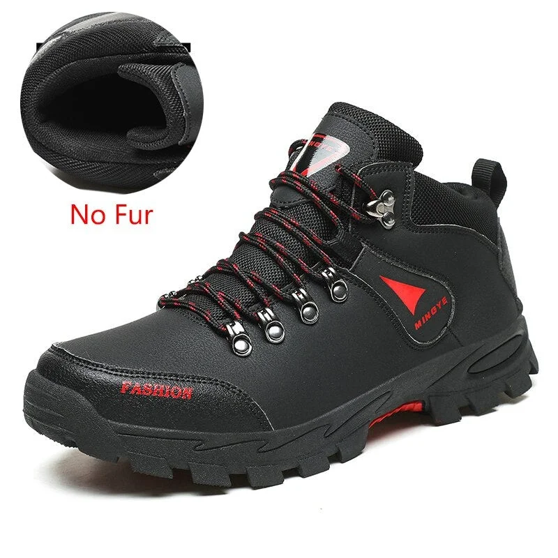 Non-Slip Outdoor Men Boots Trekking Climbing Shoes Boys PU Peather Waterproof Round Toe Hiking Shoes Male Casual Sports Shoes