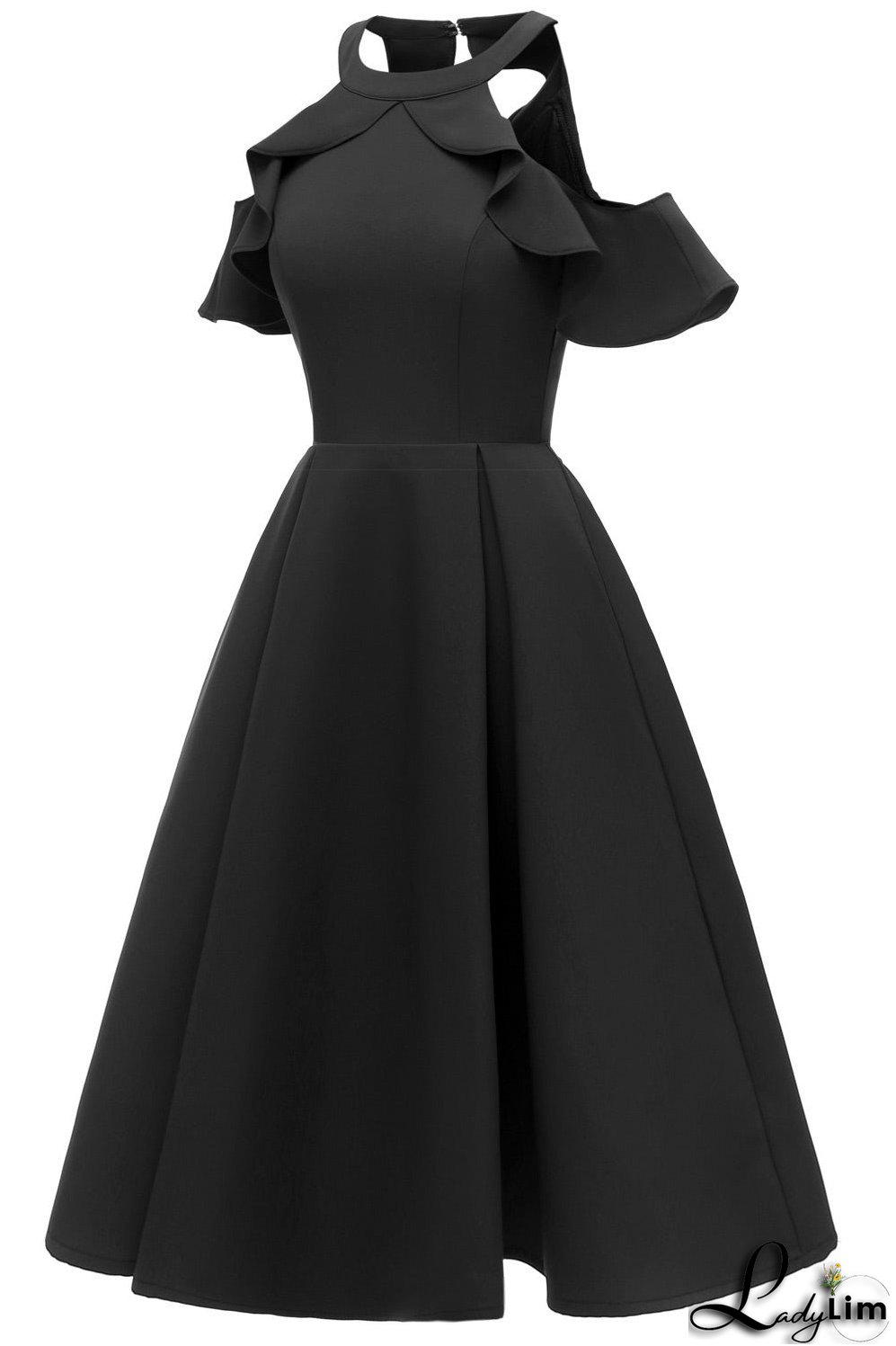 Burgundy Fit And Flare Ruffled Off-the-shoulder Homecoming Dress