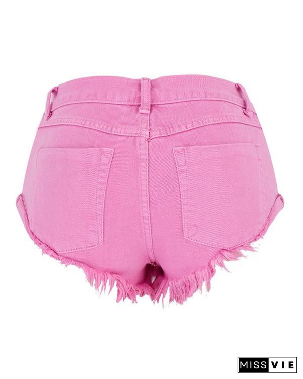 Macaron Pink Low&nbsp;Waist Crimping Jeans Shorts Pants