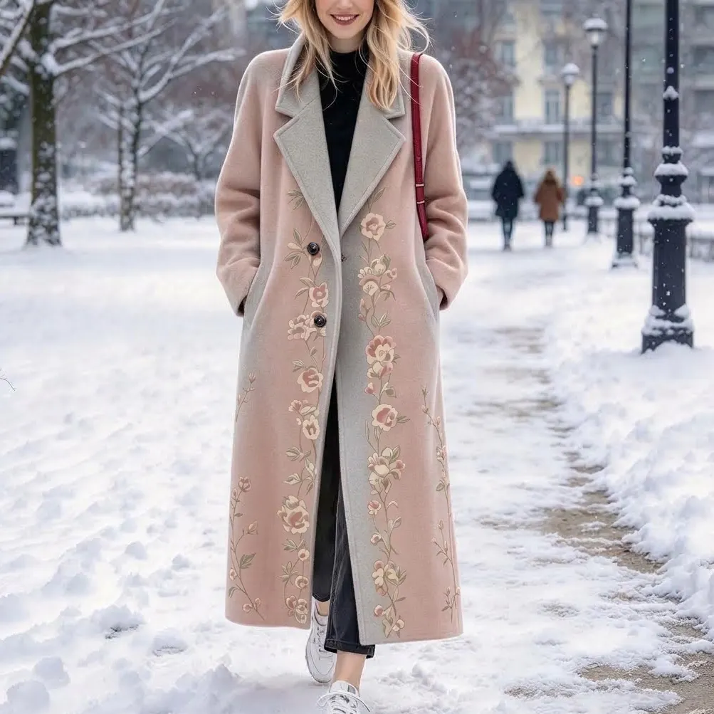 Comstylish Women's Floral Print Warm Coat