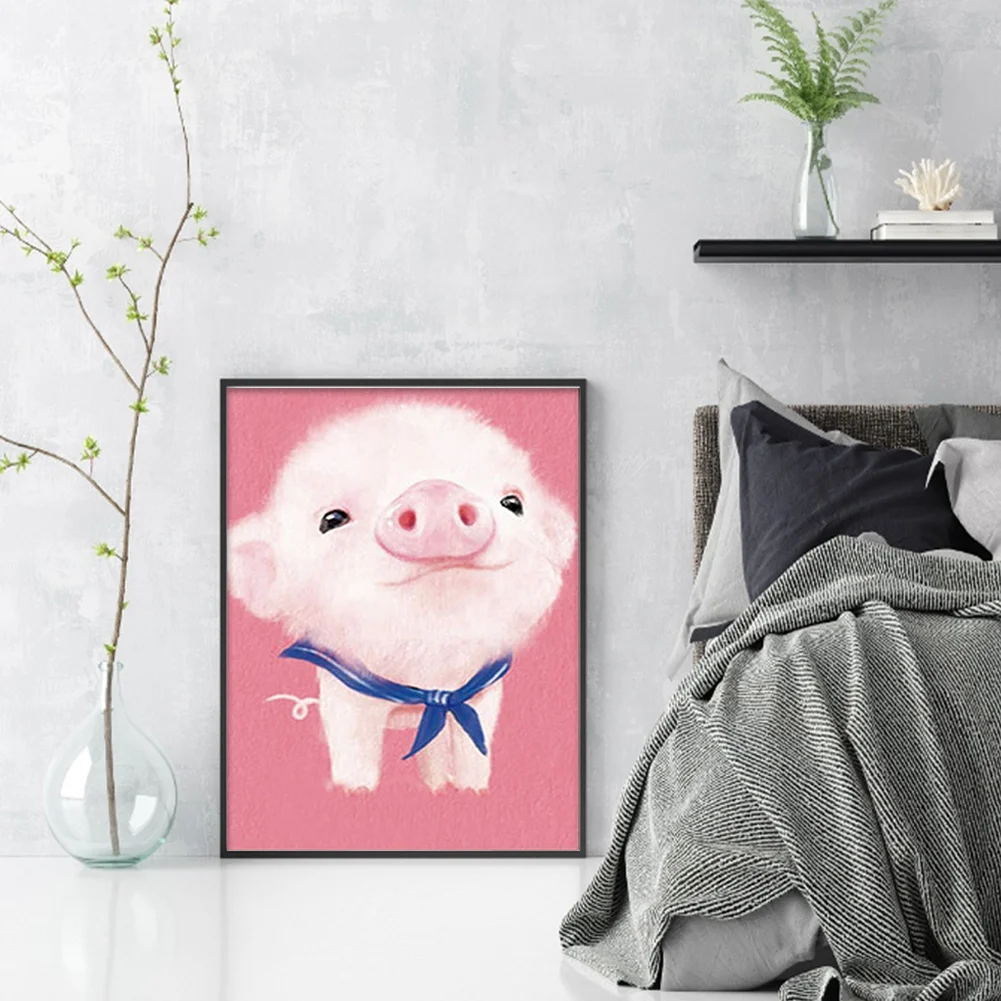 9CT Full Stamped Cross Stitch Bead Embroidery - Pig(Canvas|20*28CM)