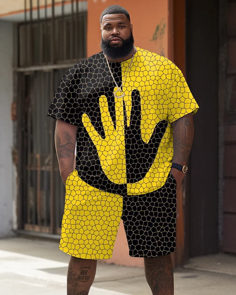 Street Hip Hop Large Geometric Print Large Men's Suit