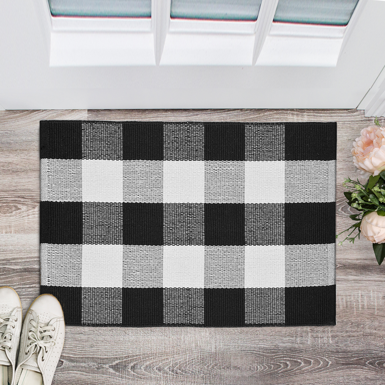 18"X28" (1.5X2.3) Buffalo Check Rugs Black and White Door Mats