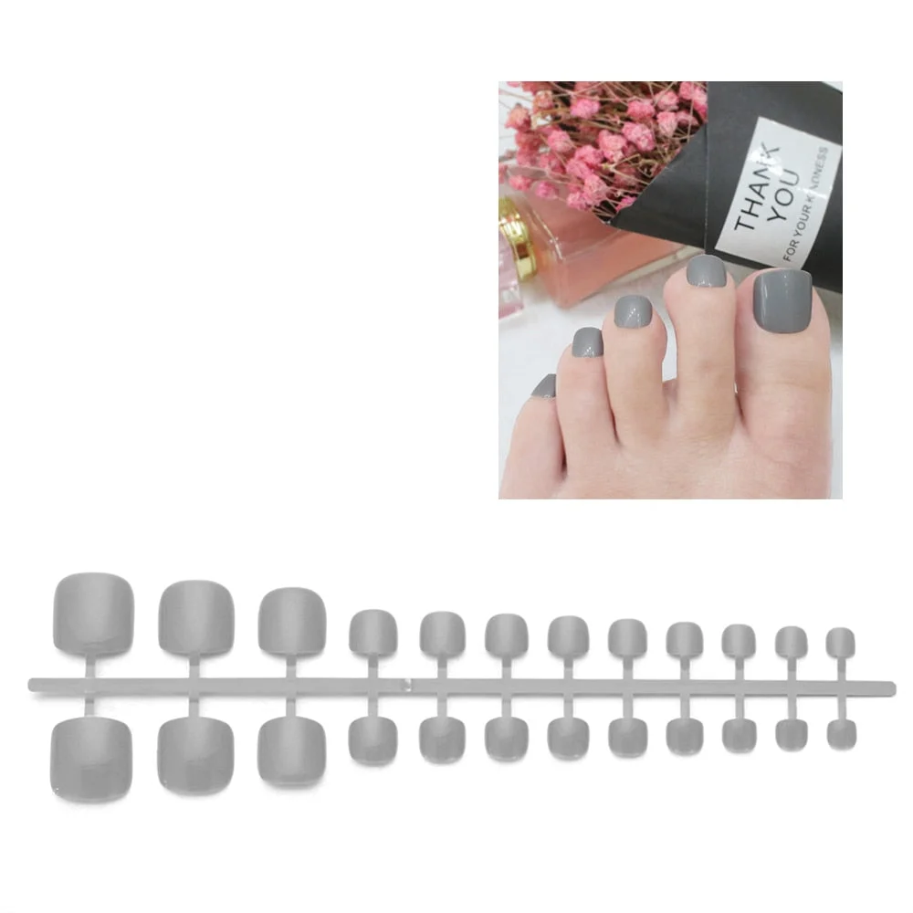 24Pc Soft Pure color oval Frosted Artificial Fake Nail Art Tip Fashion design full cover toe false nails Extension French style-Nail Inspo
