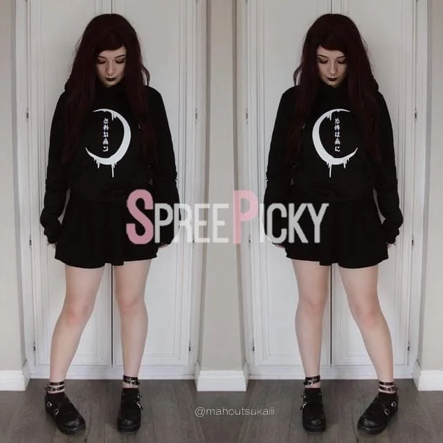 Black Gothic Witch Moon Pullover Hoodie S13013