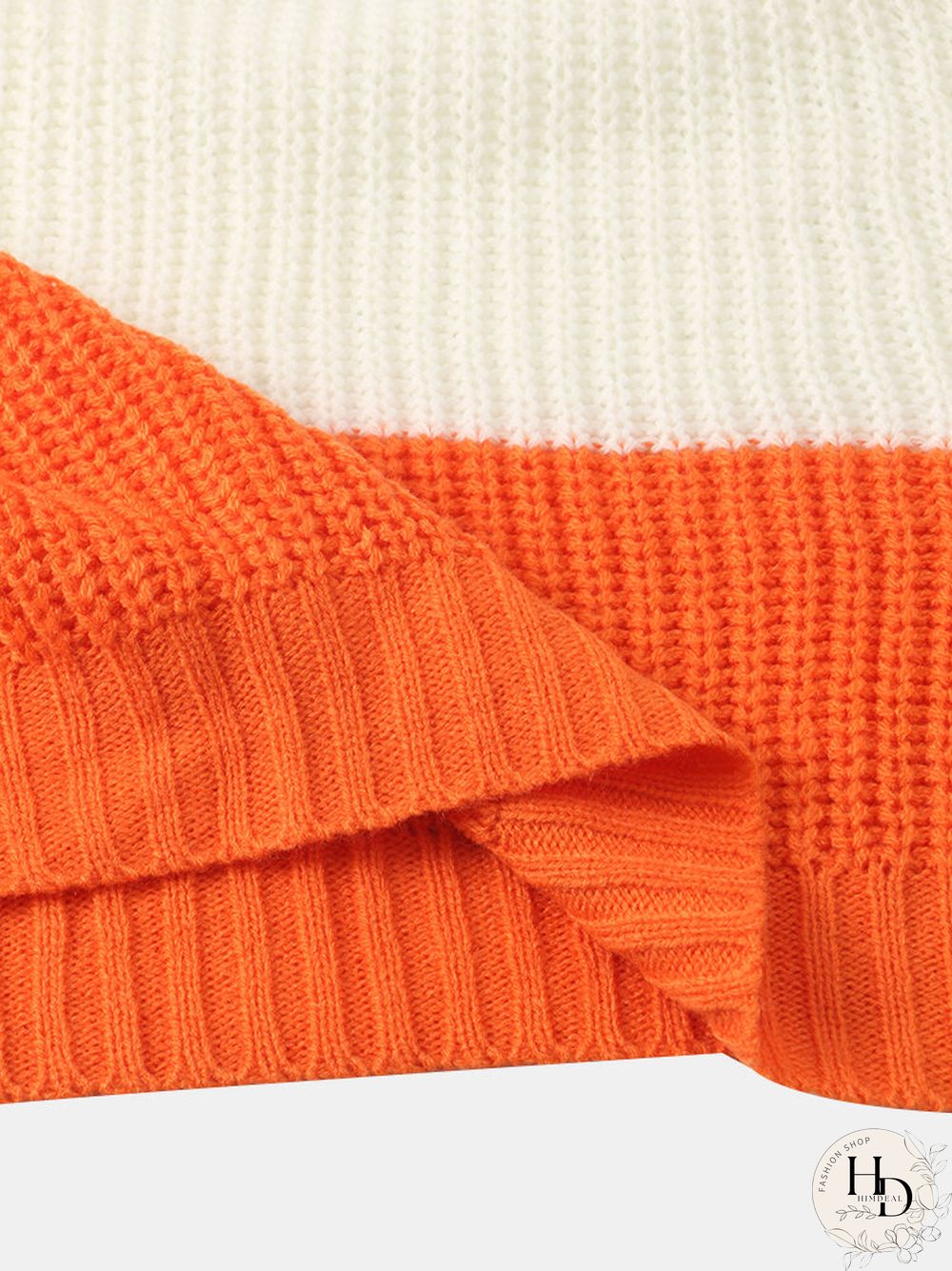 Contrast Color Stripe Long Sleeve O-neck Knit Sweater