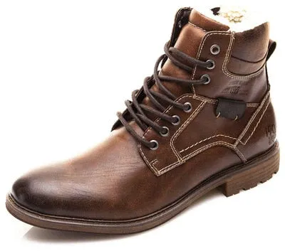 Men's Boots Plush Warm Men's Snow Boots British Style Men Footwear Big Size Men's Western Boots Work Shoes Zapatos De Hombre