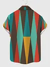 Plaid Series Multicolor Geometric Patchwork Printing Men's Short Sleeve Shirt